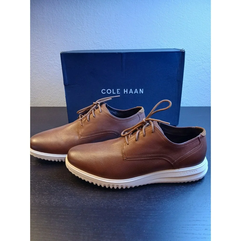 Cole Haan Mens Grand+ Plain Toe Oxford British Tan Leather Shoes C36935 Size 13W